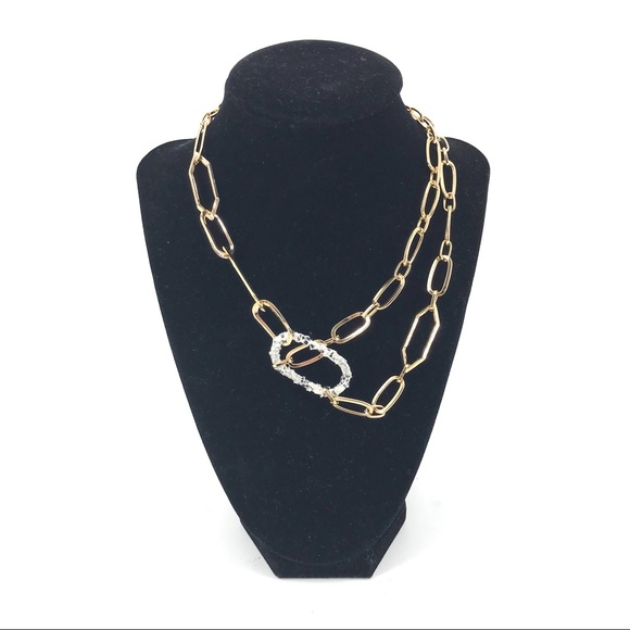 Nordstrom Asymmetric Draped Gold Tone Chain Link Necklace - Picture 1 of 6
